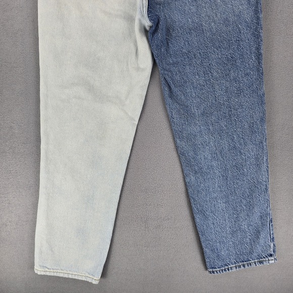 Y2k Mom Jeans Hi Rise Two Tone Womens 26 Color‎ Block Patchwork Button Fly vtg - Picture 8 of 16